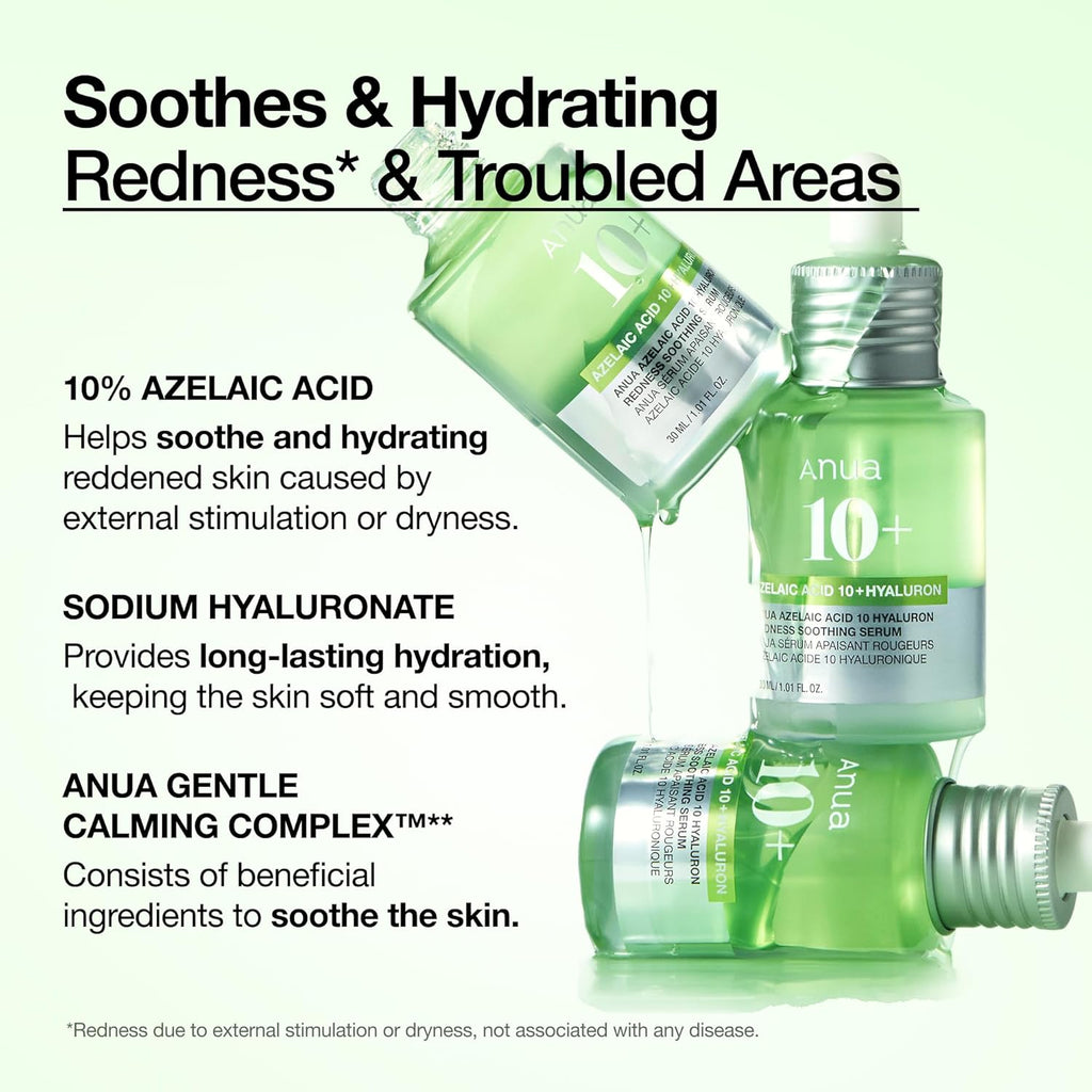 Anua Azelaic Calm Serum 10% – Redness Relief, Blemish Care & Oil Control Treatment