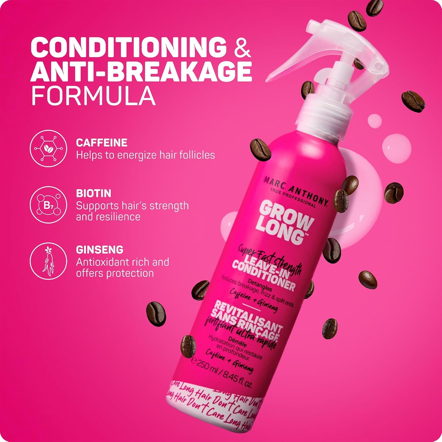 Marc Anthony Grow Long Leave-In Detangler Spray – Biotin Hair Repair Mist