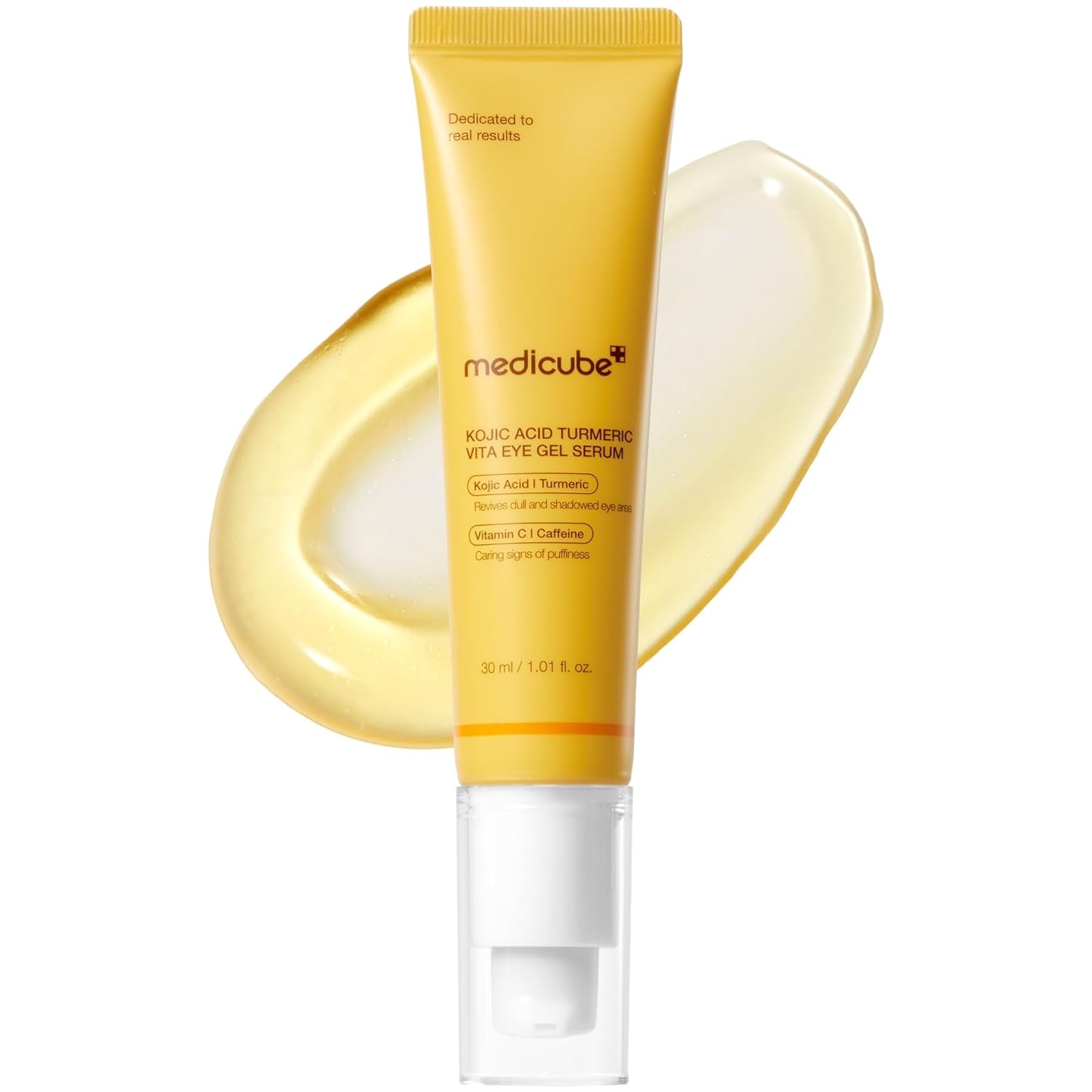 Medicube Kojic Acid Turmeric Eye Serum – Brightening & Depuffing Eye Gel with Vitamin C + Caffeine