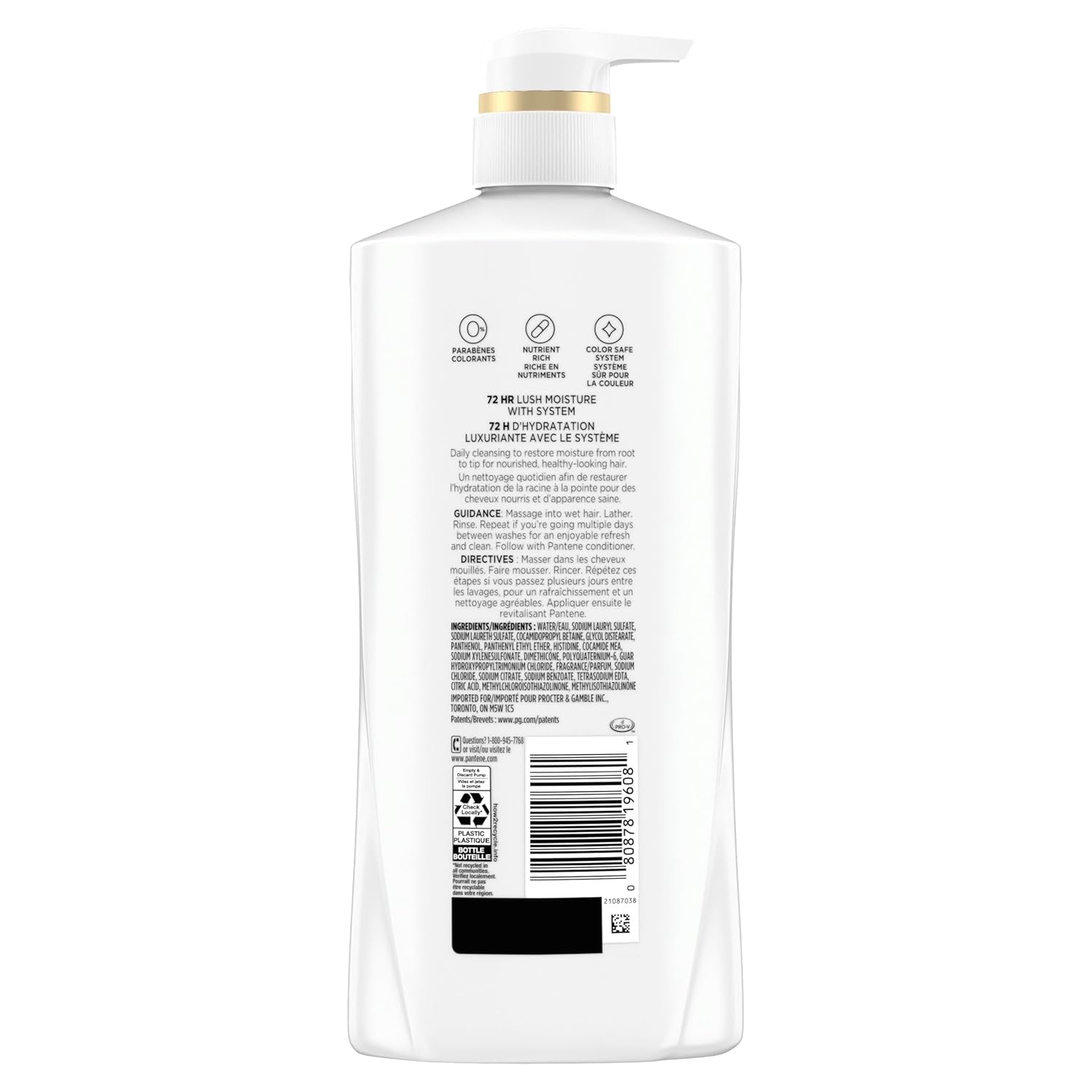 Pantene Pro-V Daily Moisture Renewal Shampoo & Conditioner Set – 72H Hydration for Dry & Color-Treated Hair