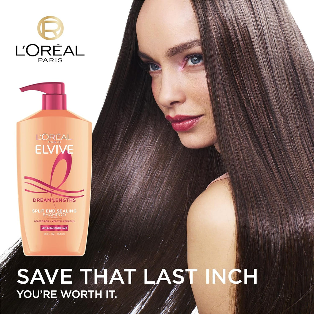 L’Oréal Paris Elvive Dream Lengths Shampoo & Conditioner Set – Paraben-Free Hair Repair System for Long, Damaged & Frizzy Hair