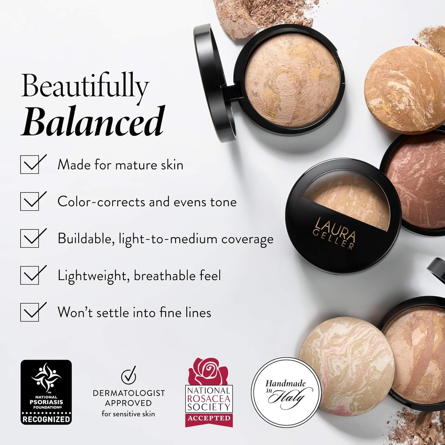 Laura Geller Baked Balance-n-Brighten Powder Foundation – Color Correcting Natural Finish