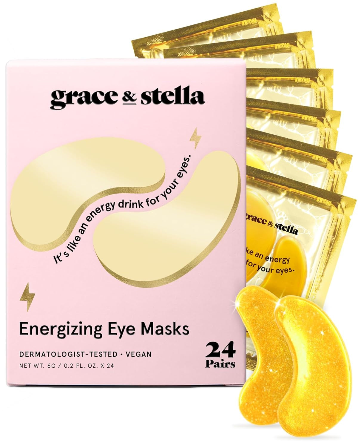 Grace & Stella Gold Under Eye Masks – Dark Circle & Puffiness Repair (24 Pairs)