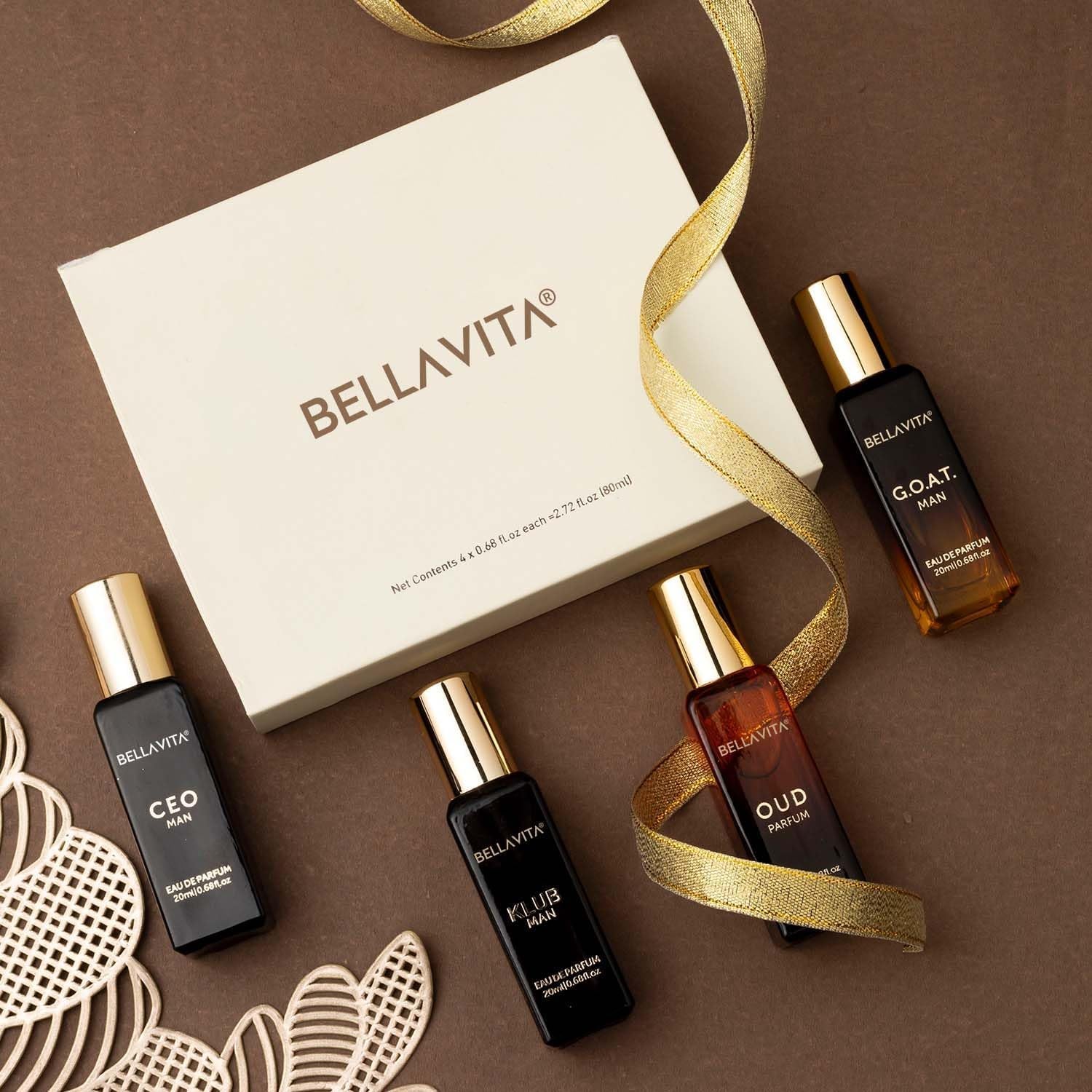 BellaVita Luxury Men’s Perfume Gift Set – 4 Premium Long-Lasting Fragrances Collection