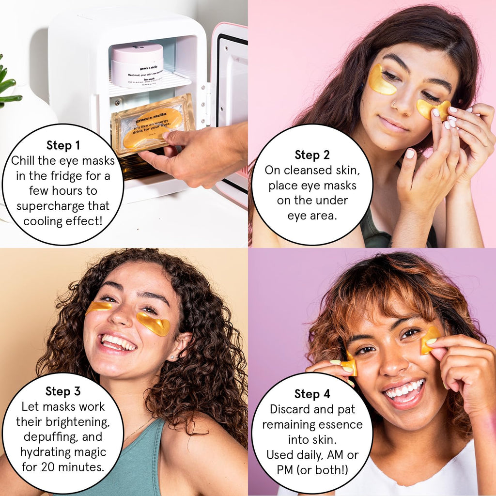 Grace & Stella Gold Under Eye Masks – Dark Circle & Puffiness Repair (24 Pairs)