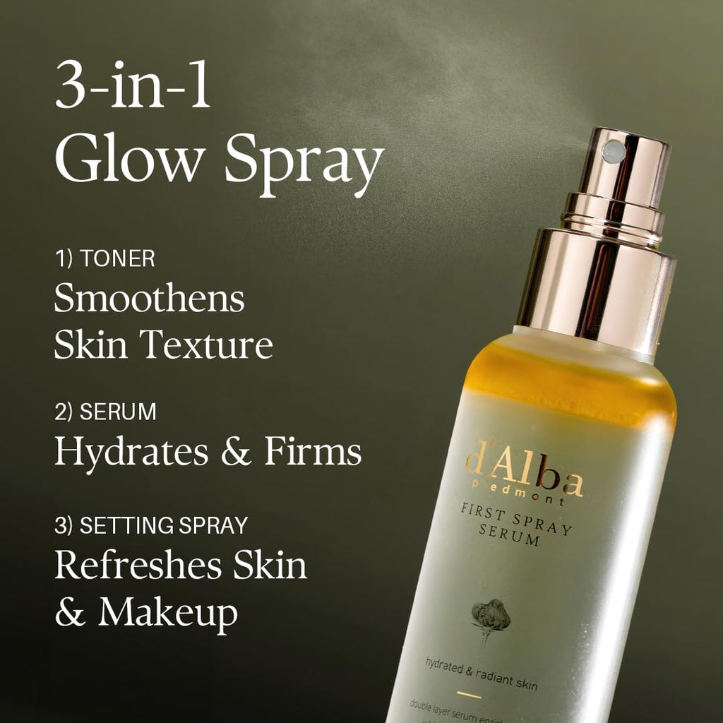 d’Alba White Truffle Glow Mist Serum – Hydrating Vegan Face Spray for Radiant Glass Skin