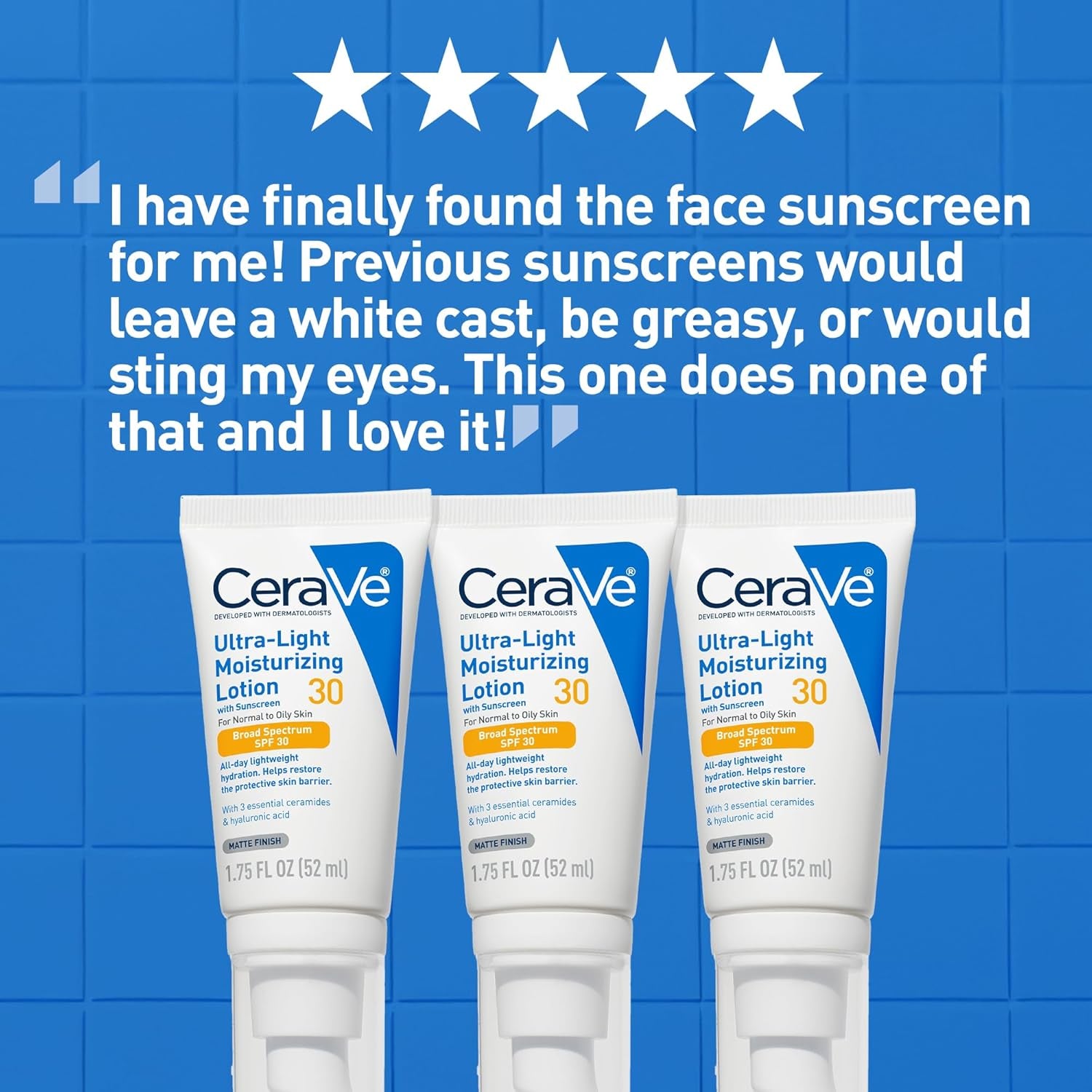 CeraVe Ultra-Light SPF 30 Moisturizing Lotion – Oil-Free Matte Face Sunscreen