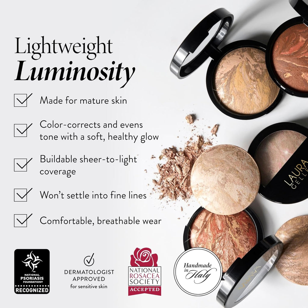 Laura Geller Baked Glow Foundation – Satin Finish Buildable Powder Foundation