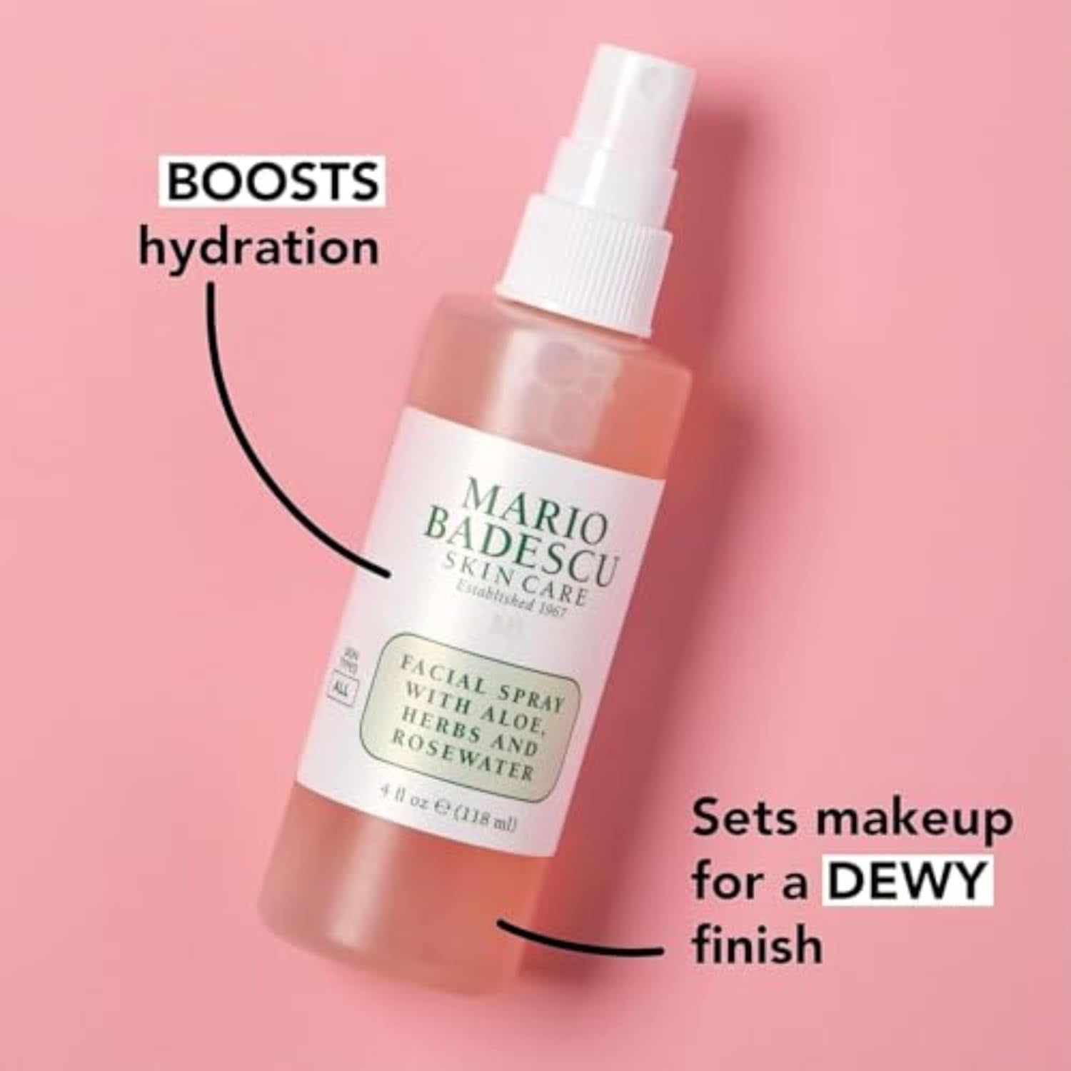 Mario Badescu Rosewater Glow Facial Mist – Hydrating Aloe Face Spray for Radiant Skin