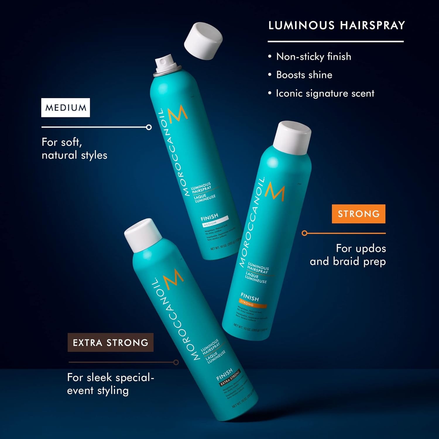 Moroccanoil Luminous Hairspray – Medium Hold Argan Oil Finish for Shine & Movement