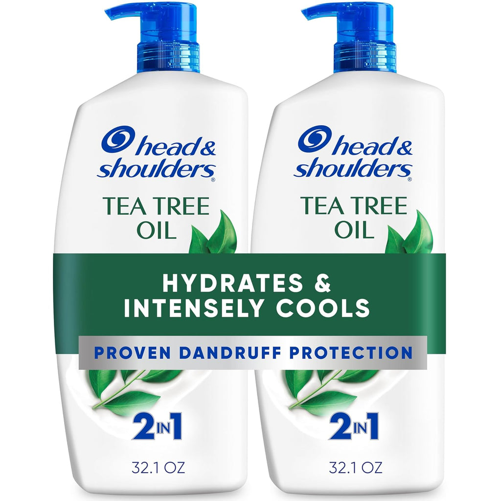 Head & Shoulders Tea Tree 2-in-1 Anti-Dandruff Shampoo & Conditioner – Cooling Scalp Relief Twin Pack (32.1 oz Each)