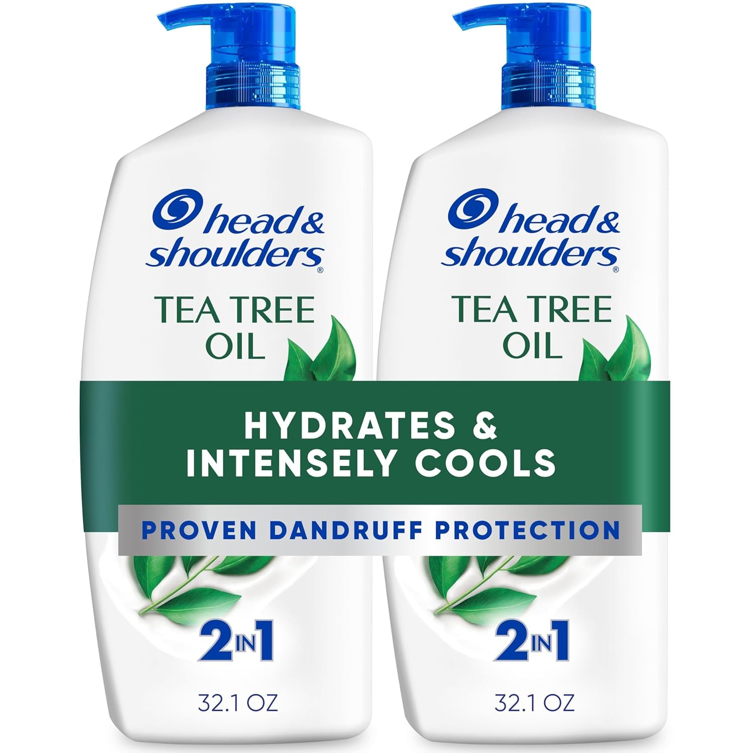 Head & Shoulders Tea Tree 2-in-1 Anti-Dandruff Shampoo & Conditioner – Cooling Scalp Relief Twin Pack (32.1 oz Each)
