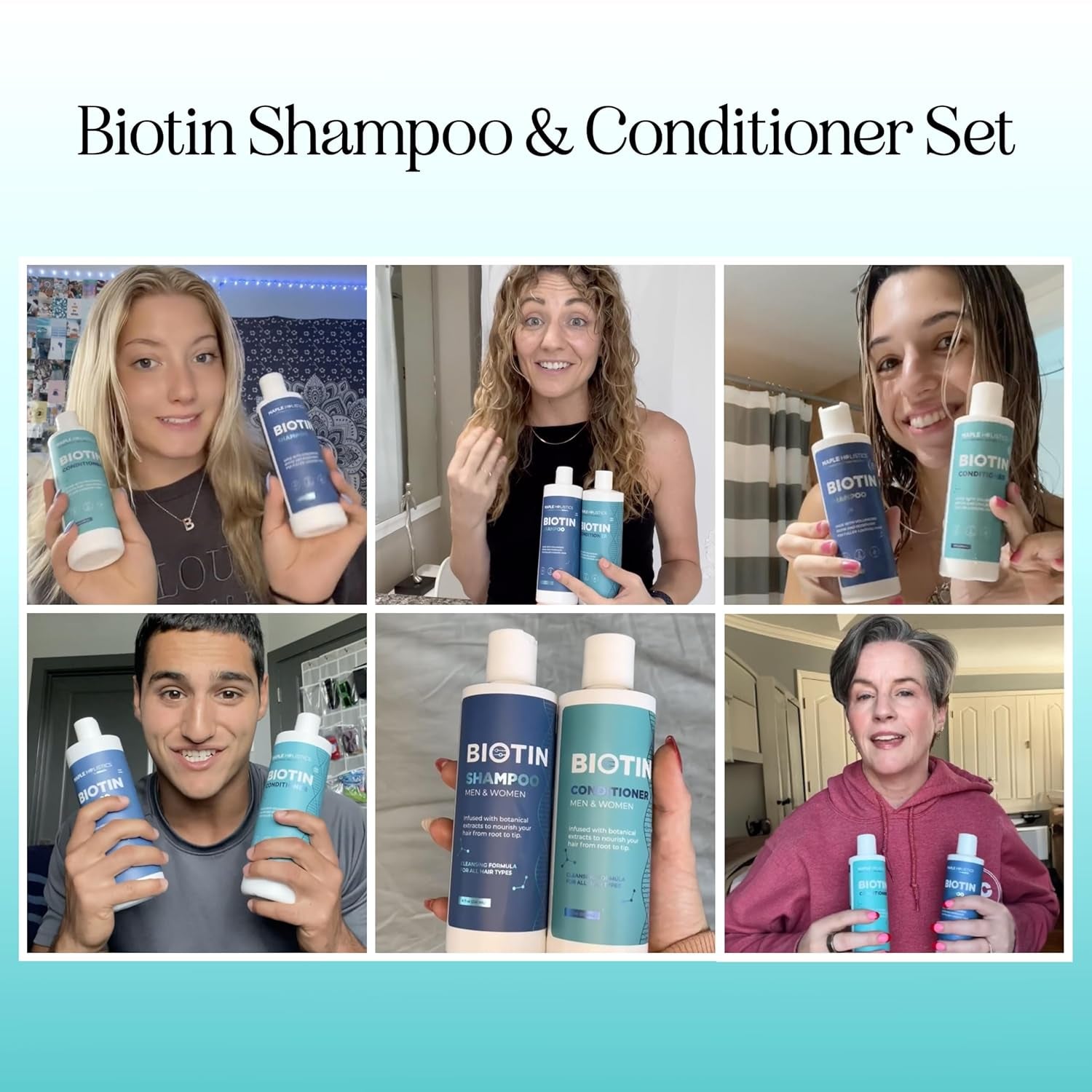 Rosemary Biotin Hair Growth Shampoo & Conditioner Set – Volumizing Sulfate-Free Thickening Duo
