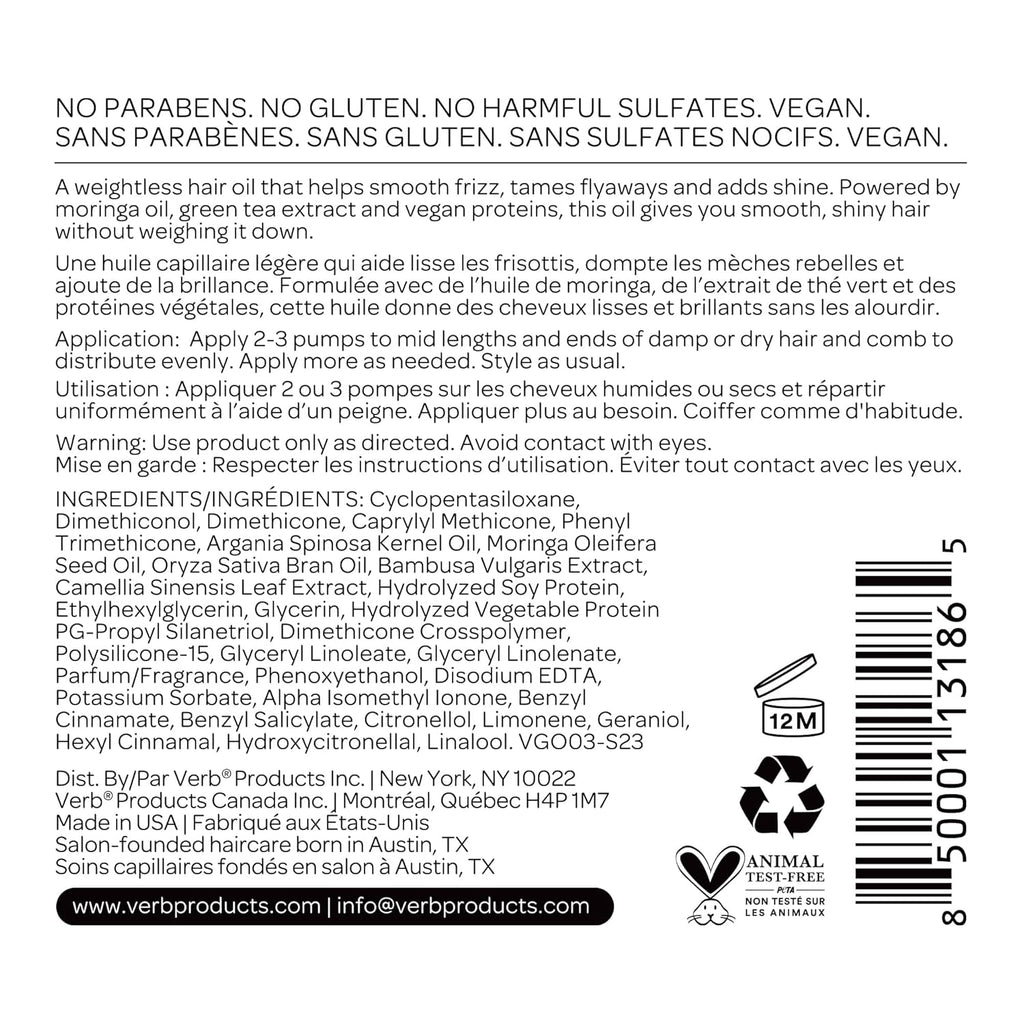 VERB Ghost Oil – Weightless Moringa-Infused Hair Oil for Frizz-Free Shine