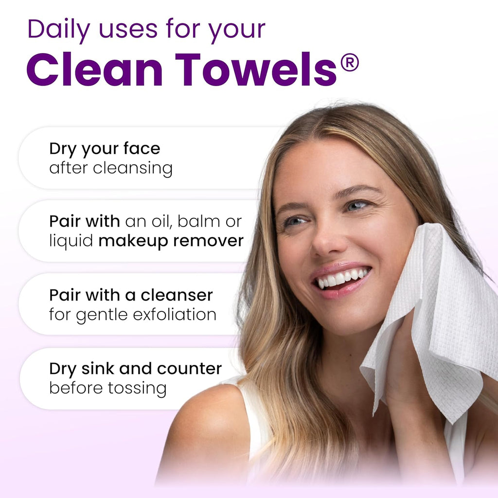 Clean Skin Club Healthy Aging Face Towels XL – Disposable Anti-Aging Clean Towels for Clear, Smooth Skin