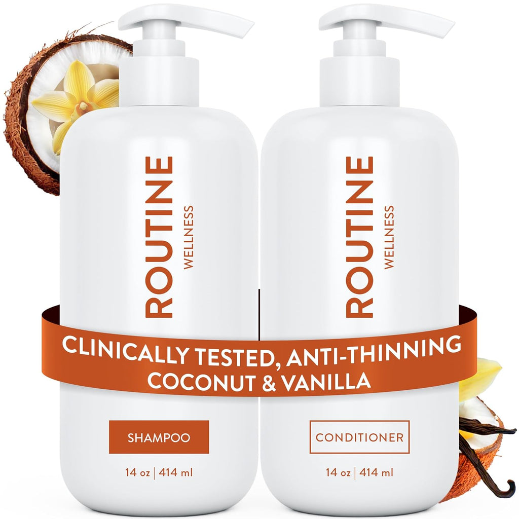 Routine Wellness Anti-Thinning Biotin Shampoo & Conditioner Set – DHT Blocker Hair Growth Support for Fuller, Healthier Hair