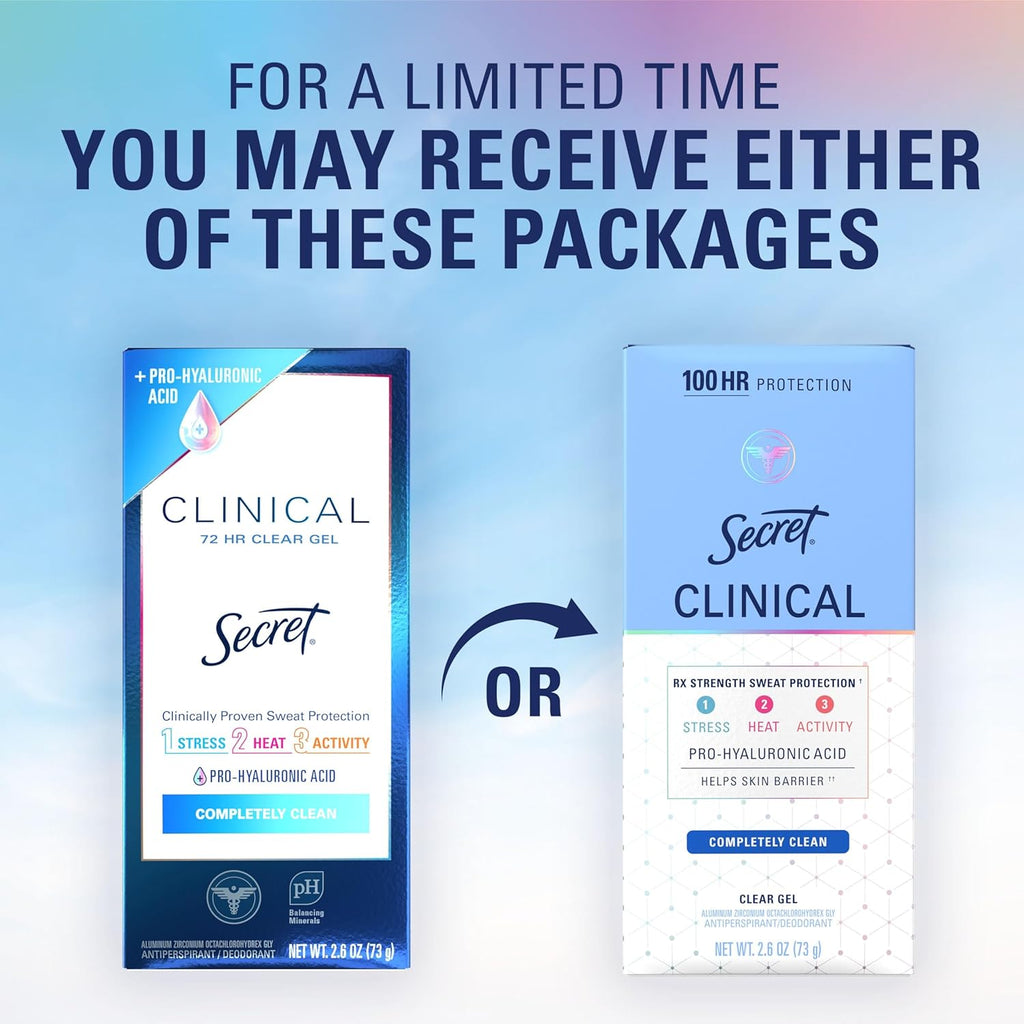 Secret Clinical Strength 100HR Antiperspirant Deodorant – Clear Gel Stress Protection (Women)