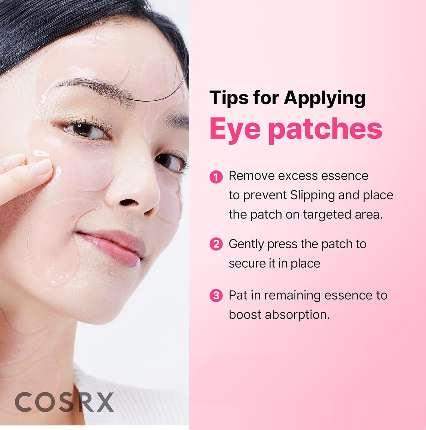 COSRX Pink Peptides Collagen Eye Patches – Cooling Under Eye Treatment for Dark Circles (60 Pads)