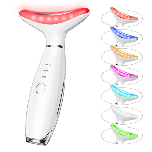 7-Color LED Thermal Face & Neck Sculpting Massager – Vibration Lifting Tool