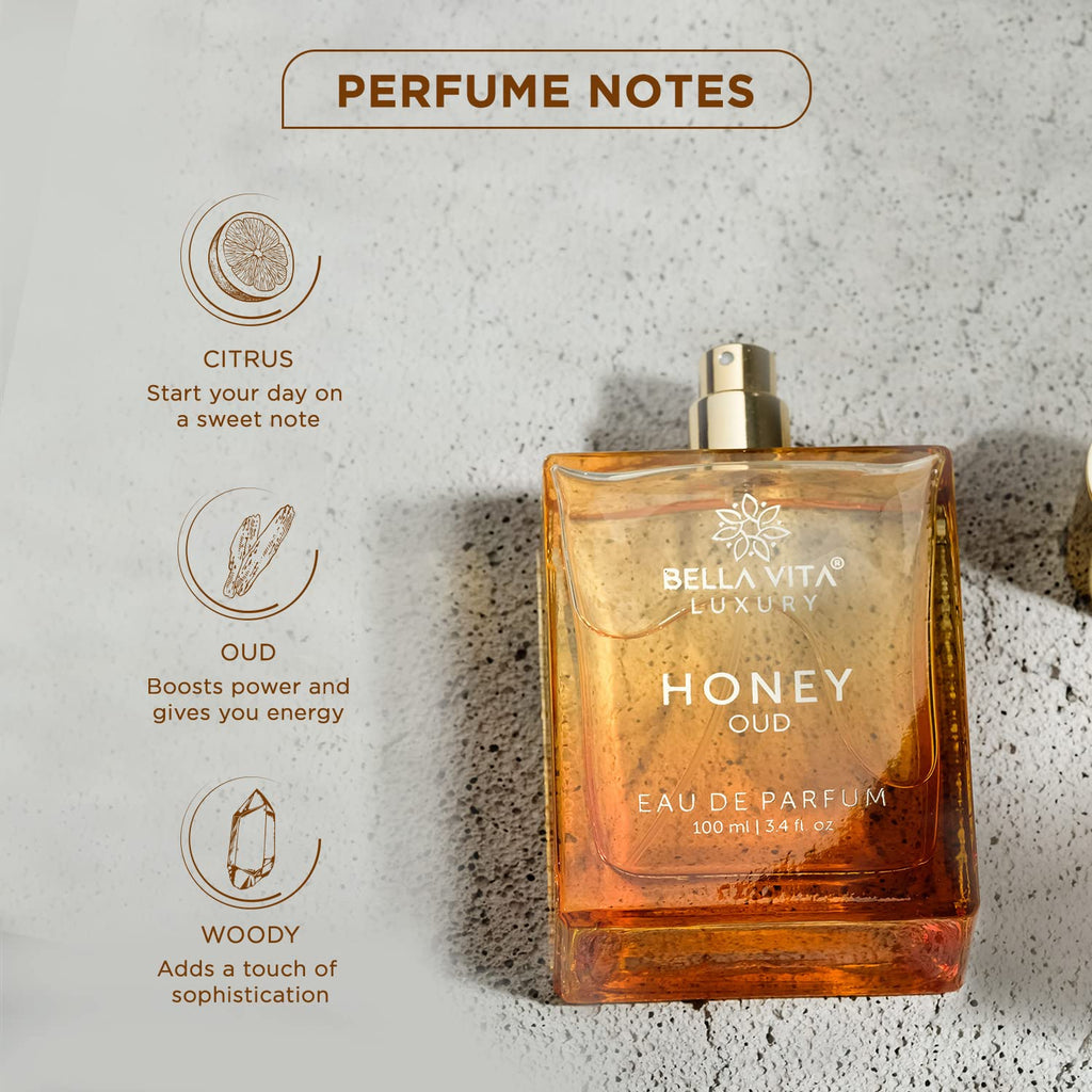 BellaVita Honey Oud Eau De Parfum – Sweet Amber Oud Luxury Unisex Fragrance