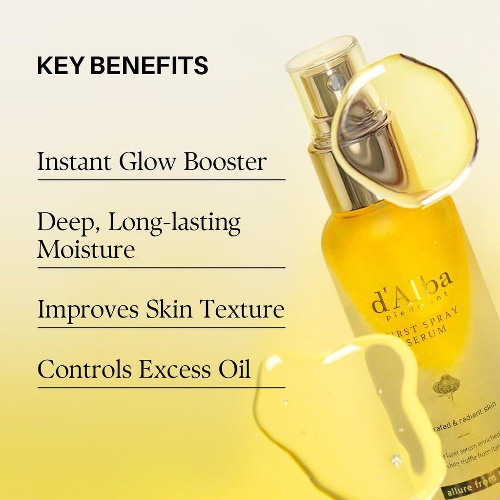 d’Alba White Truffle Glow Mist Serum – Hydrating Vegan Face Spray for Radiant Glass Skin