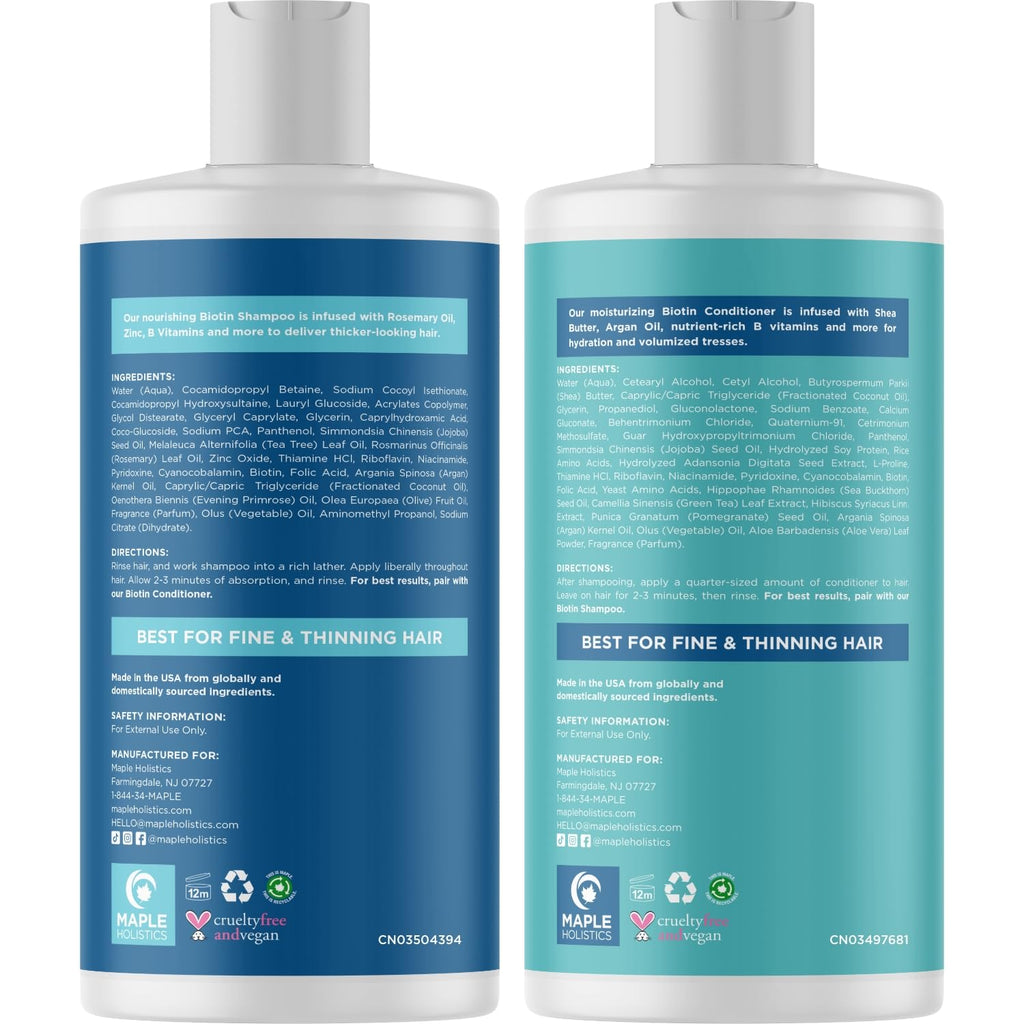 Rosemary Biotin Hair Growth Shampoo & Conditioner Set – Volumizing Sulfate-Free Thickening Duo