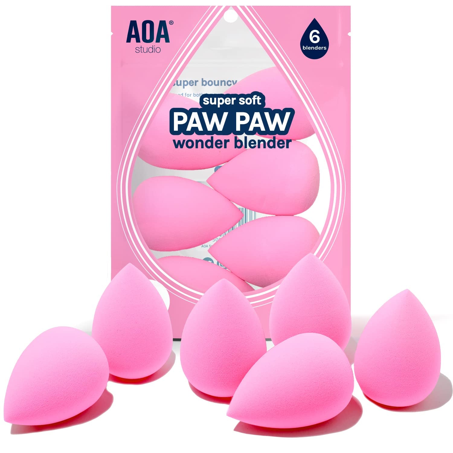AOA Studio Makeup Sponge Set – 6-Piece Latex-Free Beauty Blender Kit